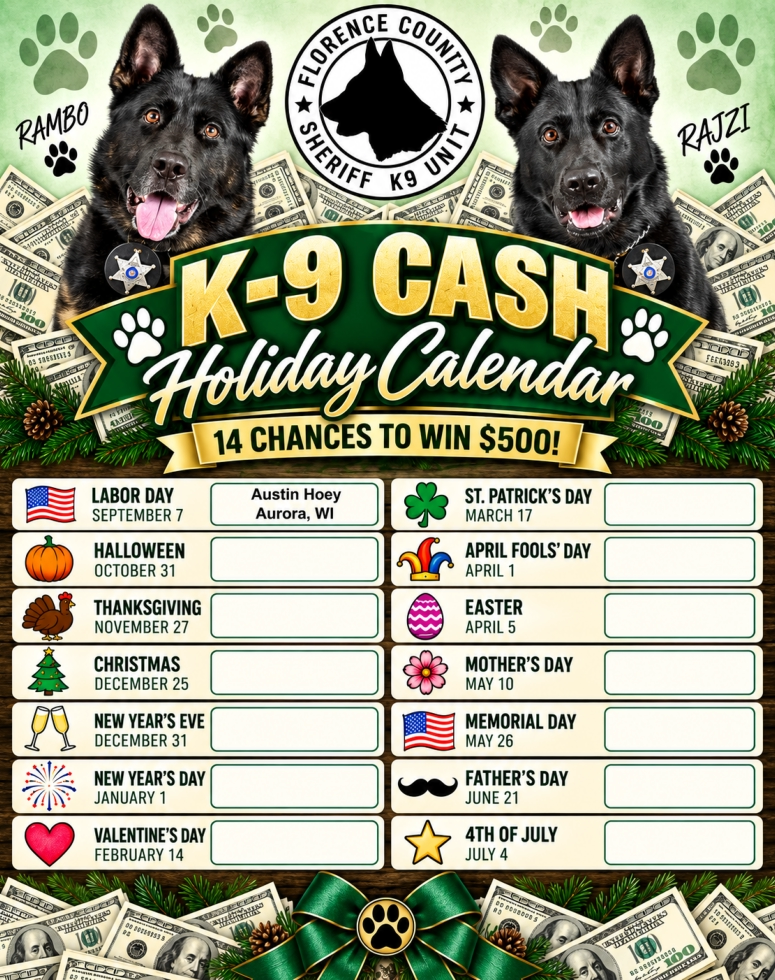 Florence County Sheriff's Office K9 Cash Holiday Raffle - Police K9 Fundraiser