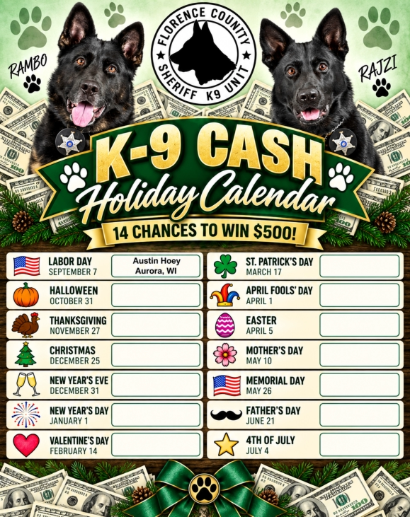 Florence County Sheriff's Office K9 Cash Holiday Raffle - Police K9 Fundraiser